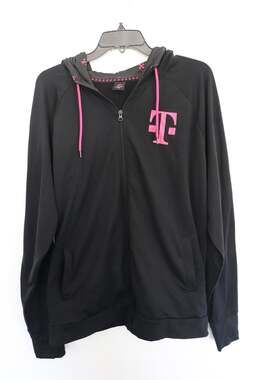 T-Mobile black magenta logo zip hoodie Size M